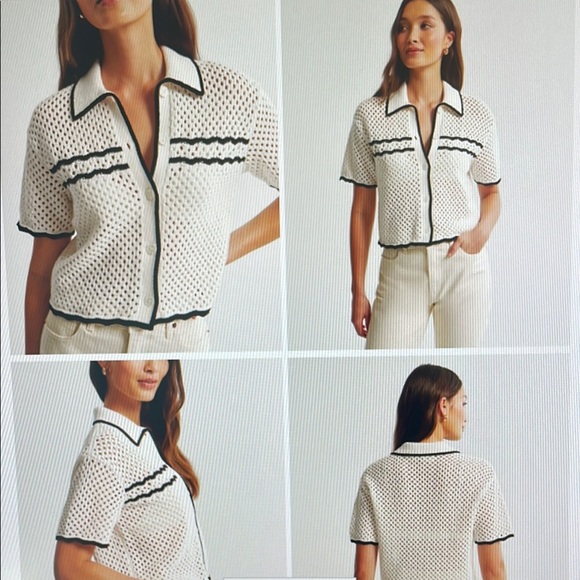 Abercrombie & Fitch Crotchet-Style Button-Up Polo - Picture 4 of 4